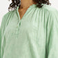Women's Self Design Light Green Mandarin Collar Top - Detail View