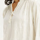 Women's Self Design Off White Mandarin Collar Top - Detail View