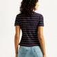 Women's Striped Navy Scoop Neck Top - Back View