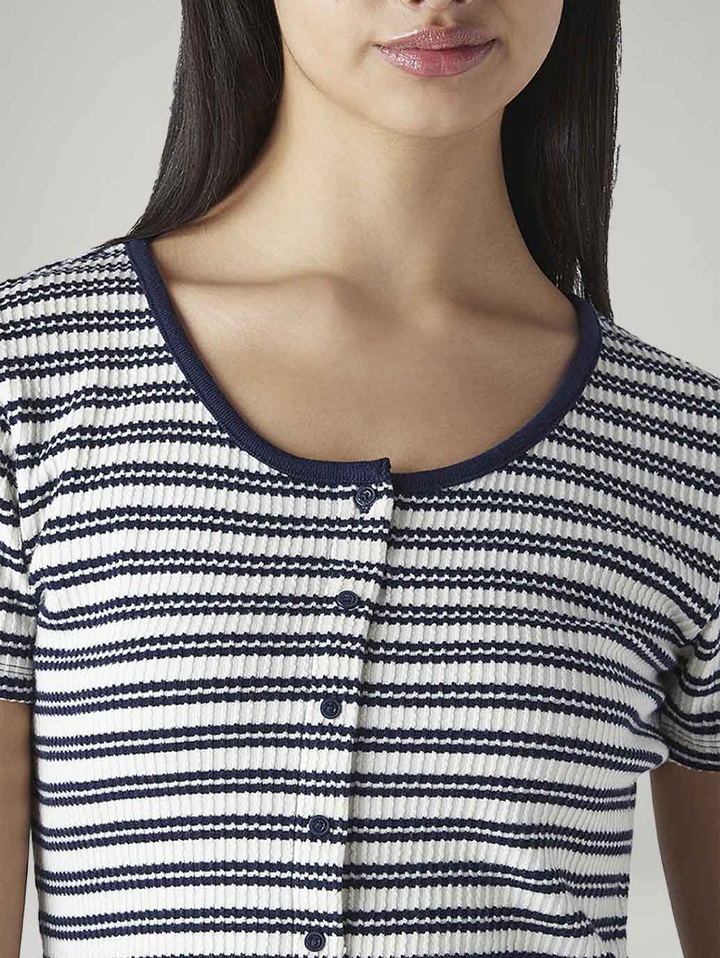 Women's Striped Slim Fit Top - Detail View