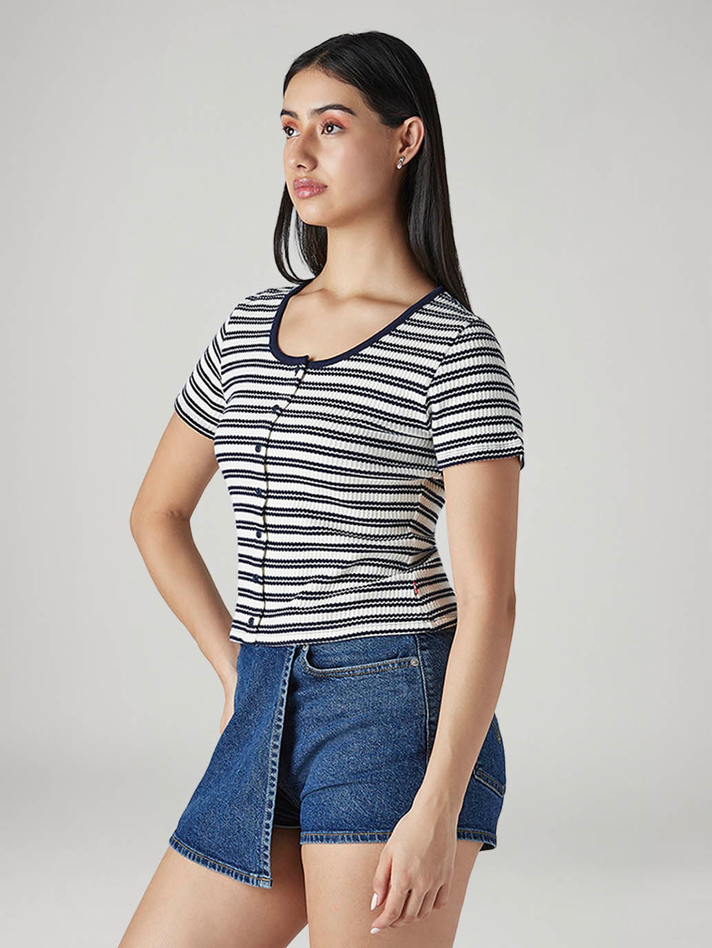 Women's Striped Slim Fit Top - Side View
