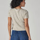 Women's Striped Cream Round Neck Top - Back View