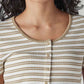 Women's Striped Cream Round Neck Top - Detail View