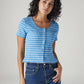 Women's Striped Blue Round Neck Top - Styleshot View