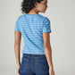 Women's Striped Blue Round Neck Top - Back View