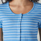 Women's Striped Blue Round Neck Top - Detail View