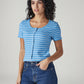 Women's Striped Blue Round Neck Top - Side View