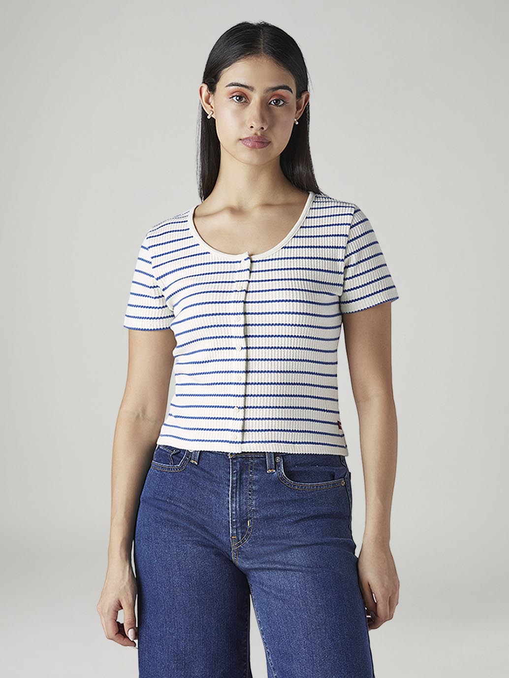 Women's Striped Slim Fit Top - Front View
