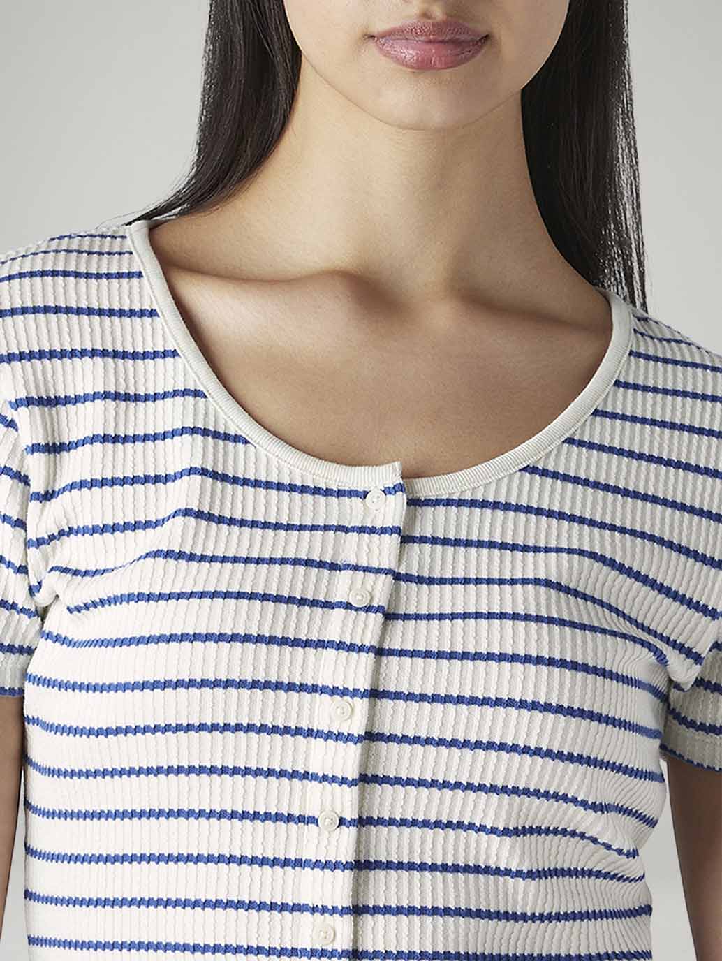 Women's Striped Slim Fit Top - Detail View