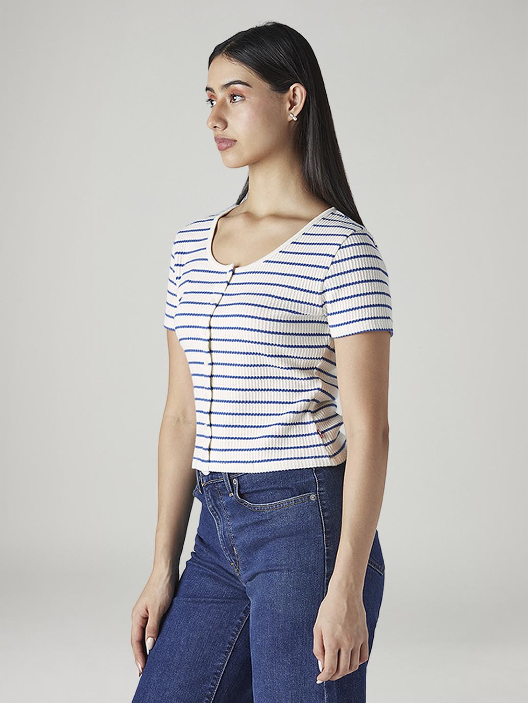 Women's Striped Slim Fit Top - Side View