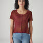 Women's Striped Maroon Round Neck Top - 20 View
