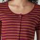 Women's Striped Maroon Round Neck Top - 20 View