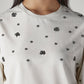 Women's Embellished Off White Crew Neck Top - Detail View