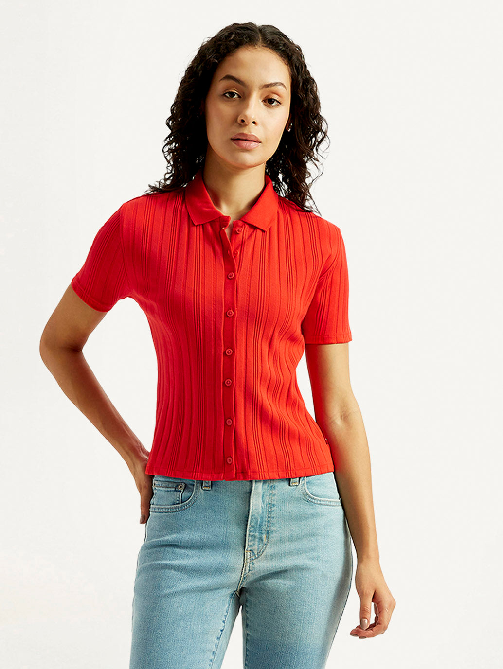 Women's Textured Slim Fit Shirt - Styleshot View