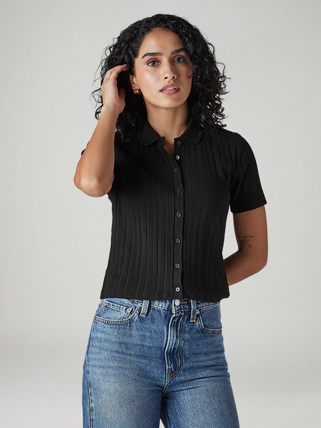 Women's Textured Slim Fit Ribbed Shirt