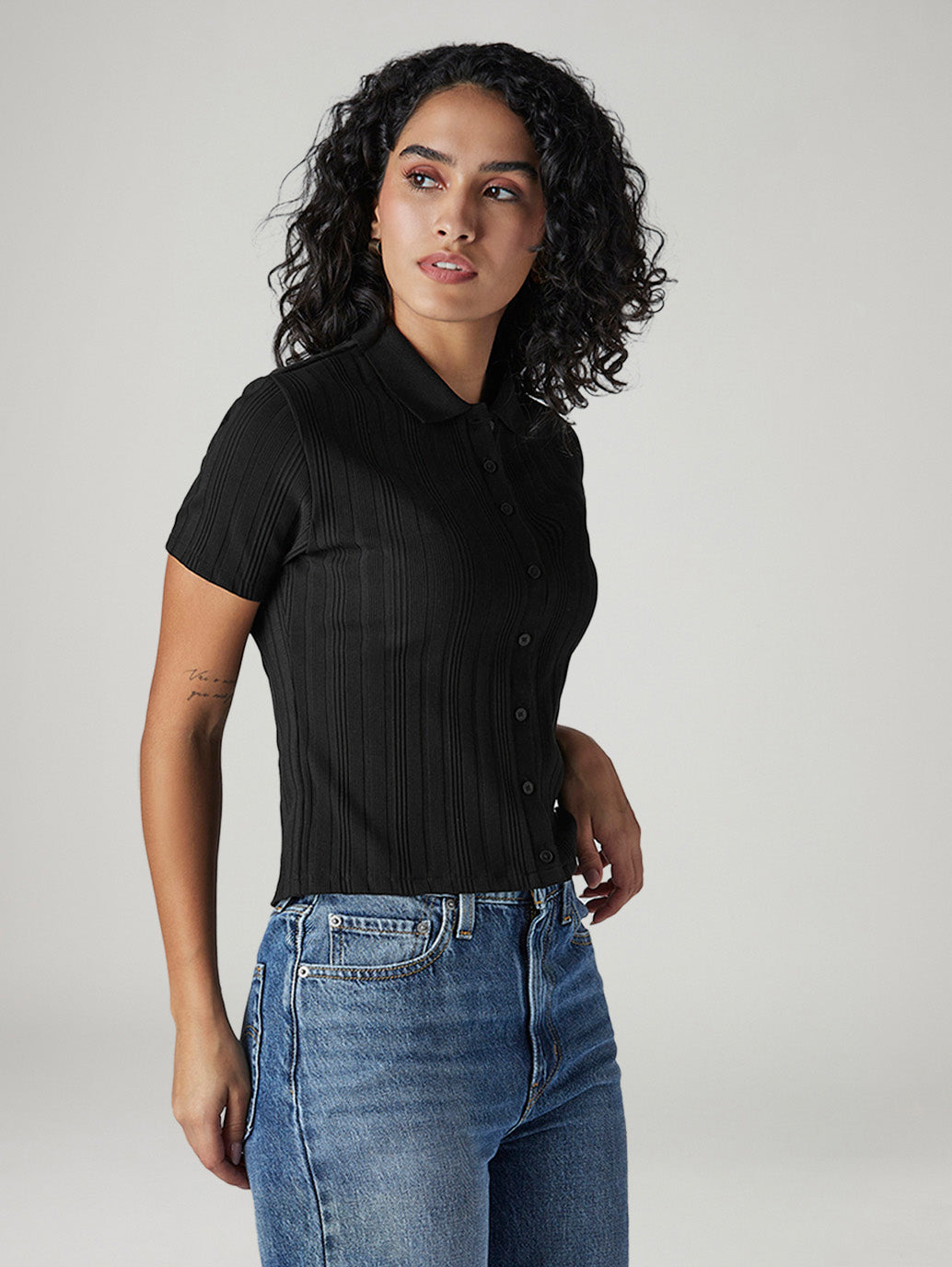 Women's Textured Slim Fit Ribbed Shirt - Side View