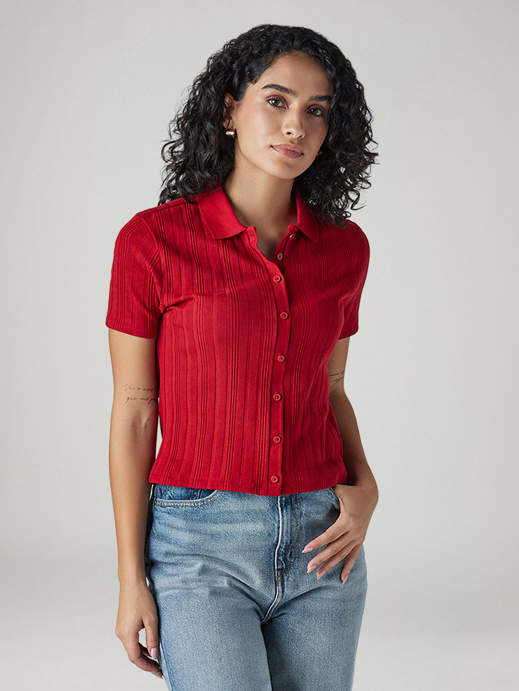 Women's Textured Slim Fit Ribbed Shirt