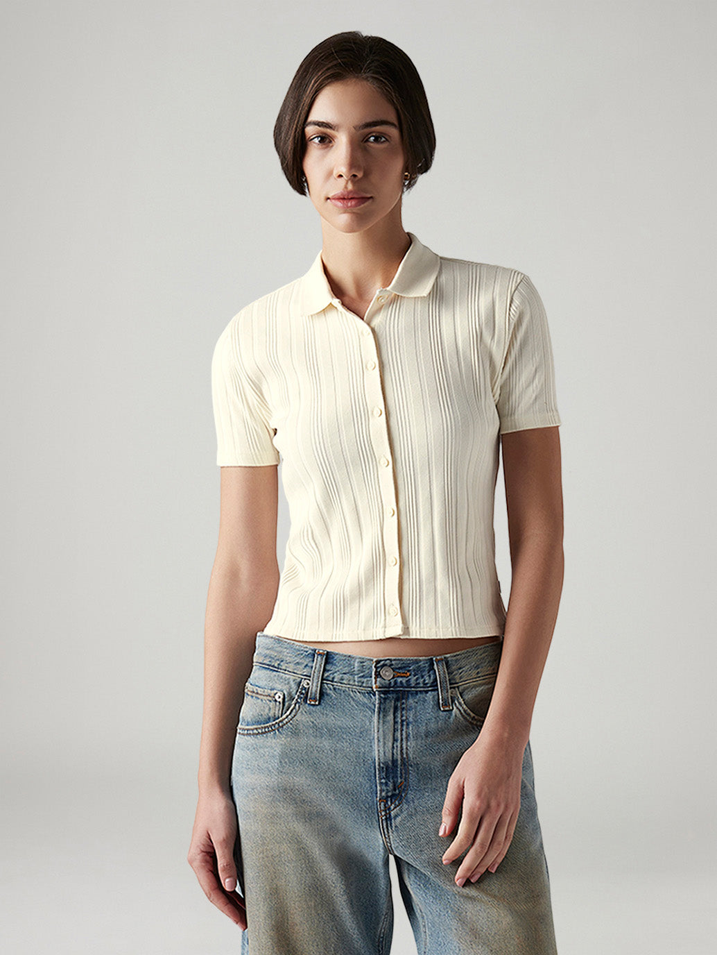 Women's Textured Slim Fit Polo Shirt