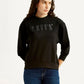 Women's Brand Logo Black Crew Neck Sweatshirt - Styleshot View