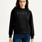 Women's Brand Logo Black Crew Neck Sweatshirt - Front View