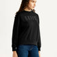 Women's Brand Logo Black Crew Neck Sweatshirt - Side View