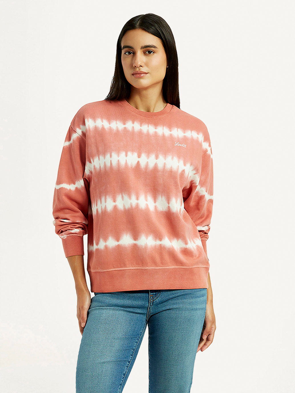 Women's Tie-Dye Peach Crew Neck Sweatshirt