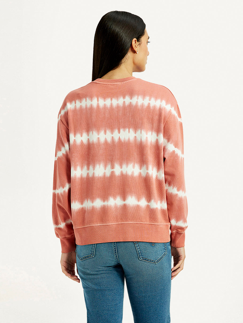 Women's Tie-Dye Peach Crew Neck Sweatshirt - Back View