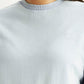 Women's Solid Light Blue Crew Neck Sweatshirt - Detail View