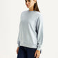 Women's Solid Light Blue Crew Neck Sweatshirt - Side View