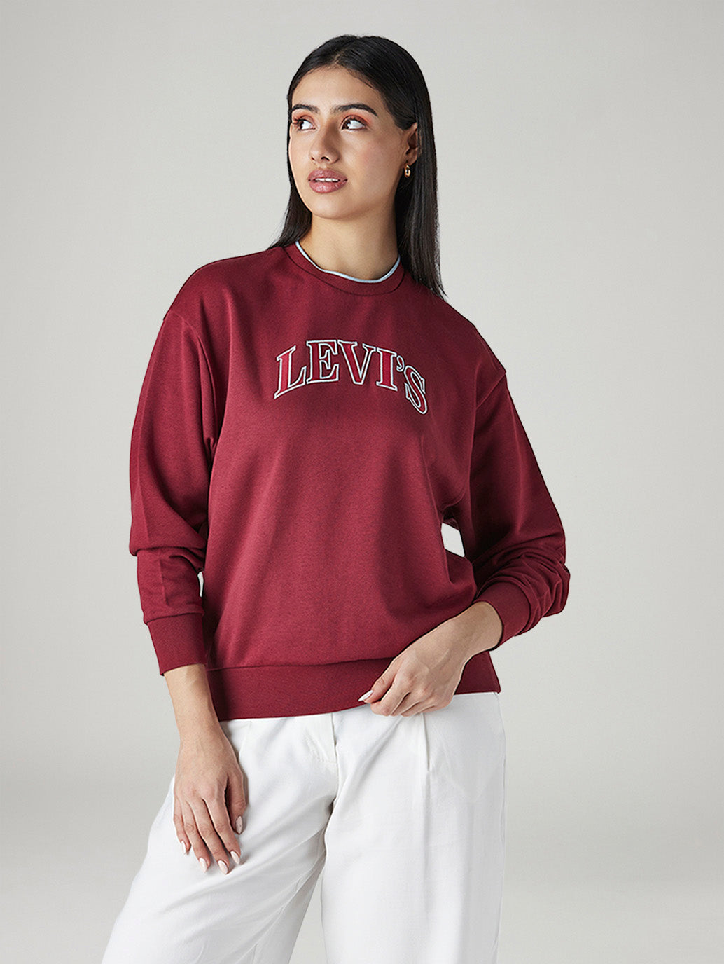 Women's Brand Logo Crew Neck Sweatshirt - Front View