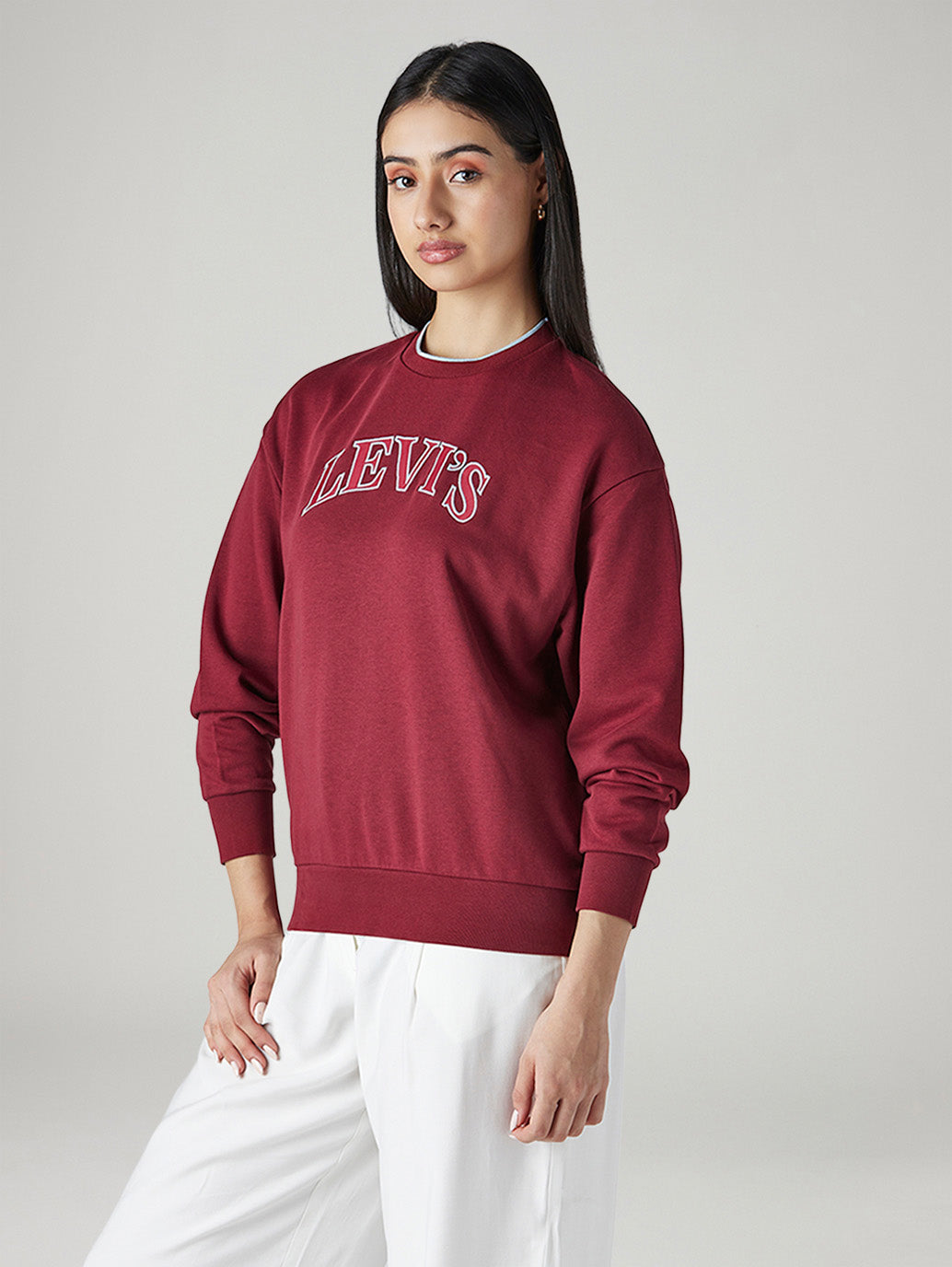 Women's Brand Logo Crew Neck Sweatshirt - Side View