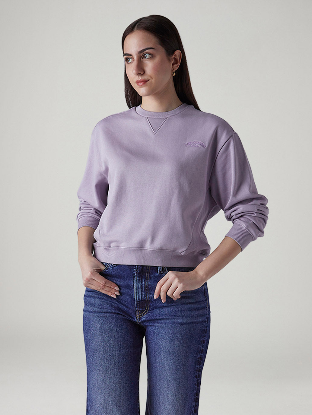 Women's Solid Regular Fit Sweatshirt - Front View