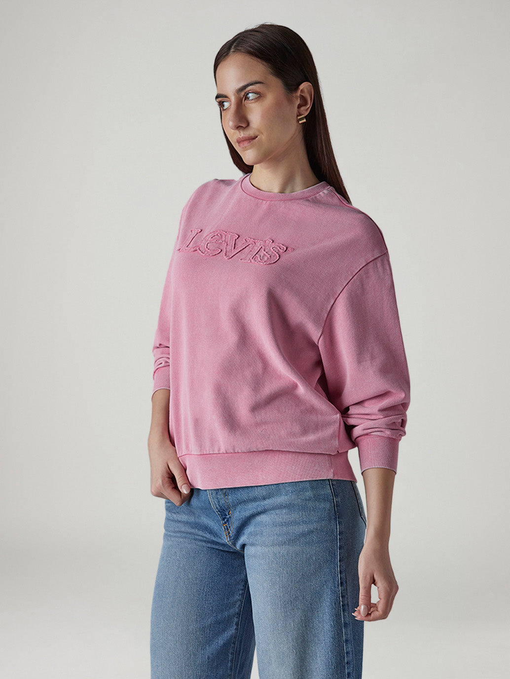 Women's Embroidered Regular Fit Sweatshirt - Side View