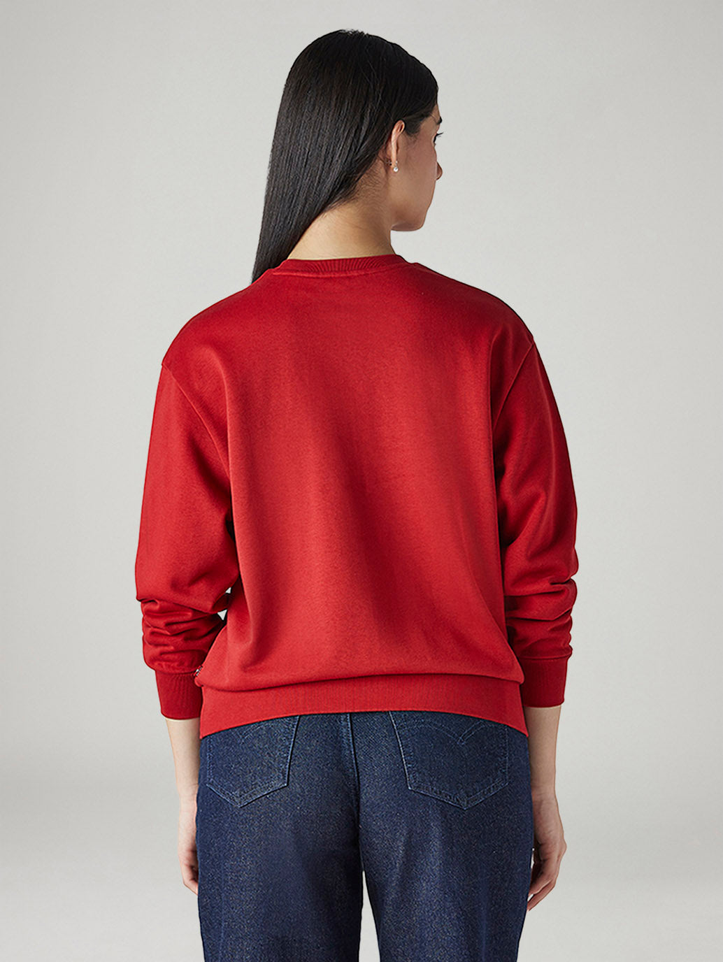 Women's Brand Logo Red Crew Neck Sweatshirt - Back View