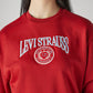 Women's Brand Logo Red Crew Neck Sweatshirt - Detail View