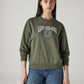 Women's Brand Logo Olive Crew Neck Sweatshirt - Front View
