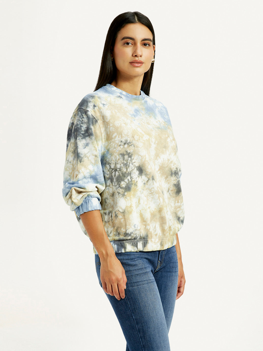 Women's Tie-Dye Multi Color Crew Neck Sweatshirt - Side View