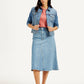Women's High Rise Blue A-Line Skirt - Styleshot View