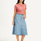 Women's High Rise Blue A-Line Skirt - Side View