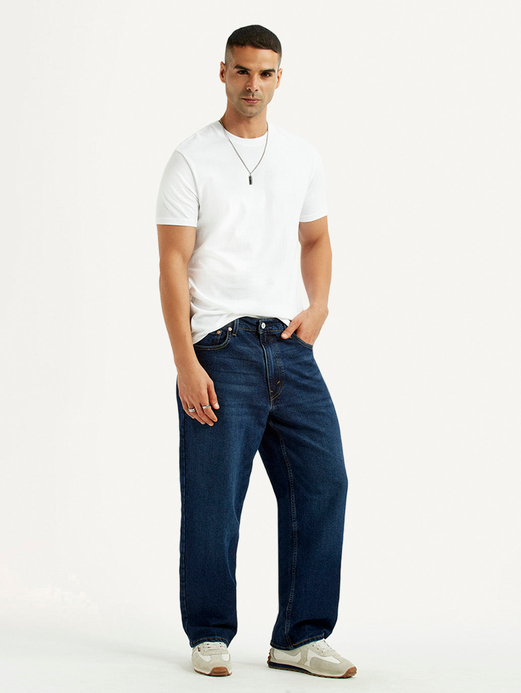 Men's 578 Dark Blue Loose Fit Mid Rise Jeans - Styleshot View