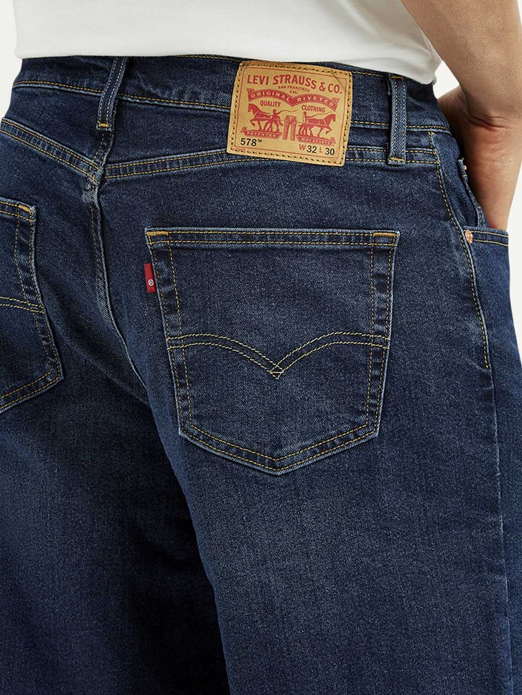 Men's 578 Dark Blue Loose Fit Mid Rise Jeans - Detail View