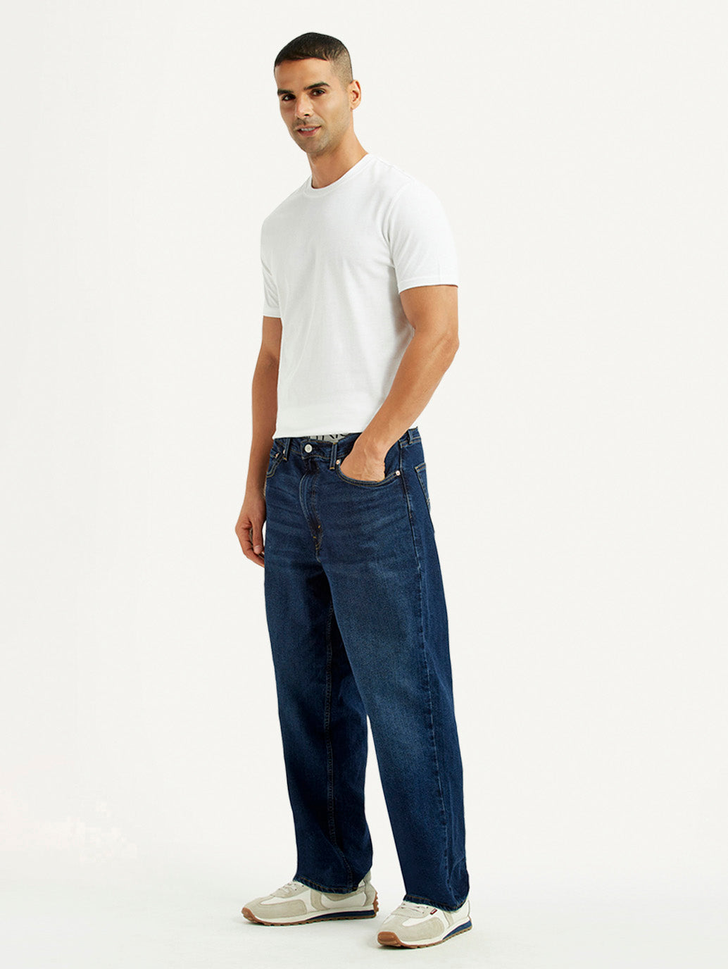 Men's 578 Dark Blue Loose Fit Mid Rise Jeans - Side View