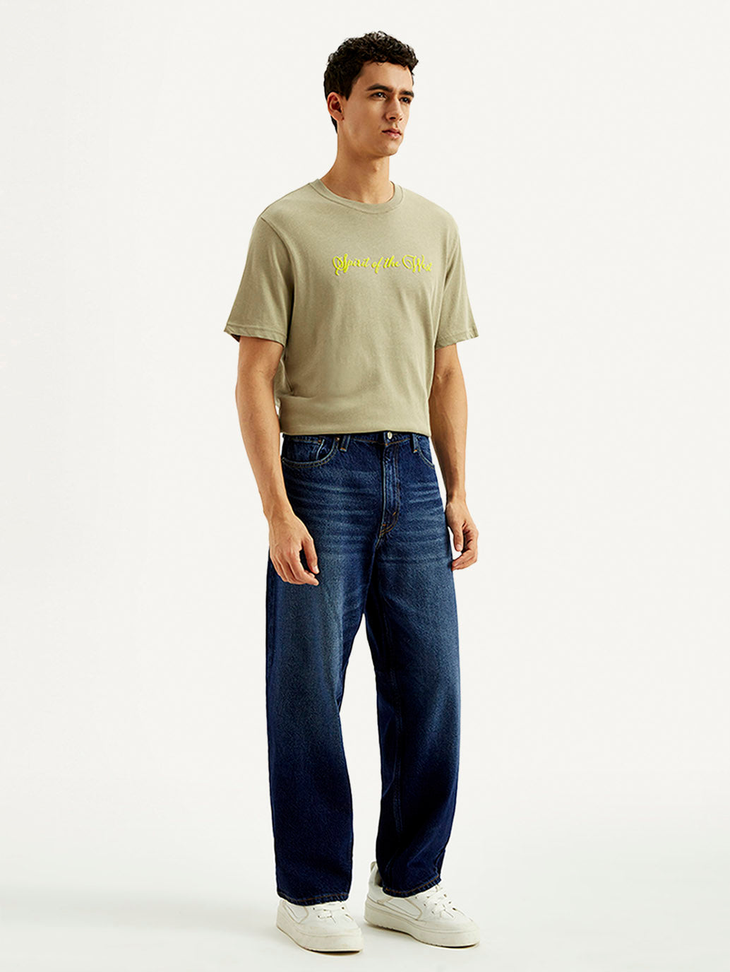 Men's 578 Dark Blue Baggy Fit Mid Rise Jeans - Side View