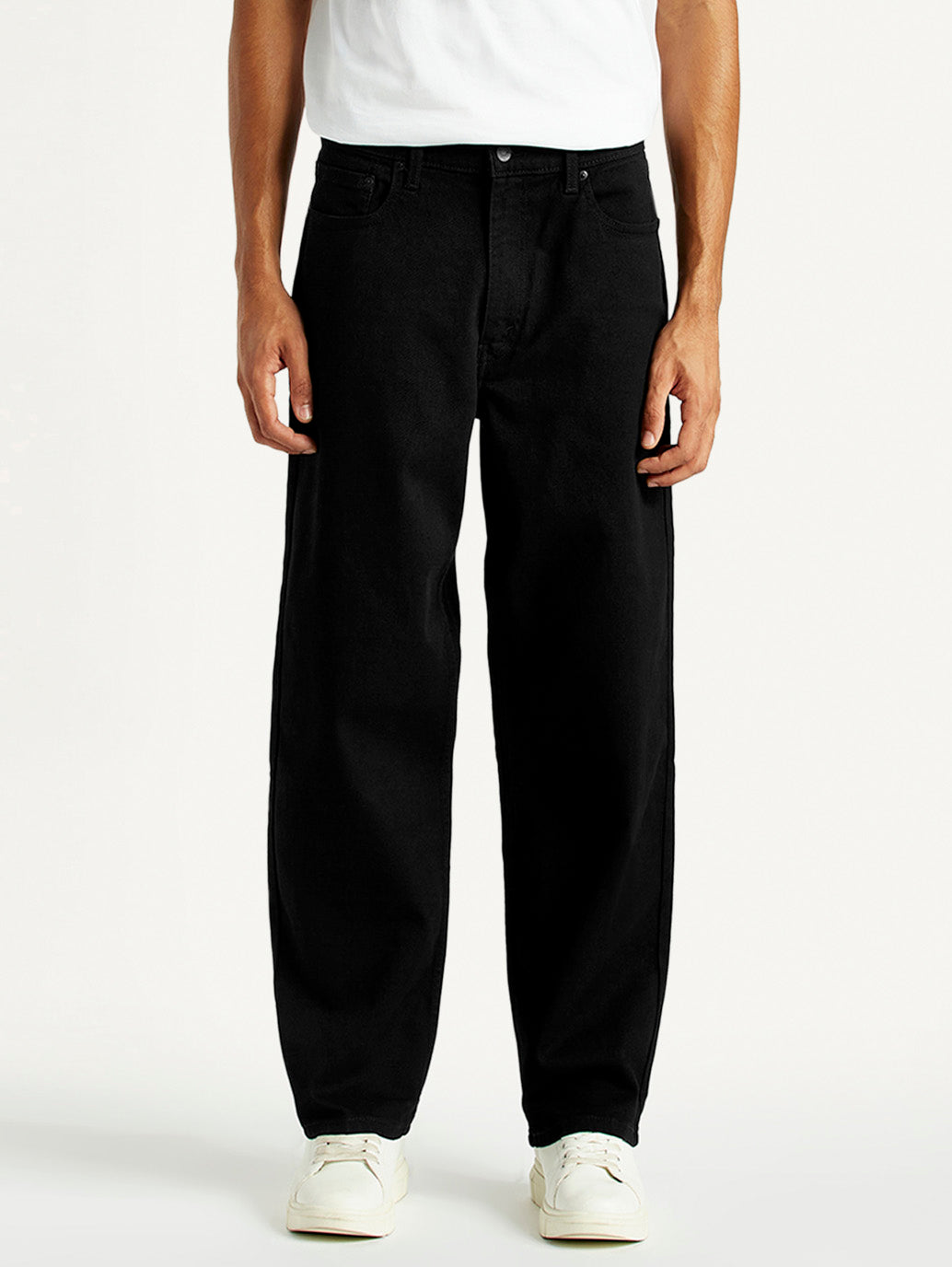 Men's 578 Black Loose Fit Mid Rise Jeans - Front View