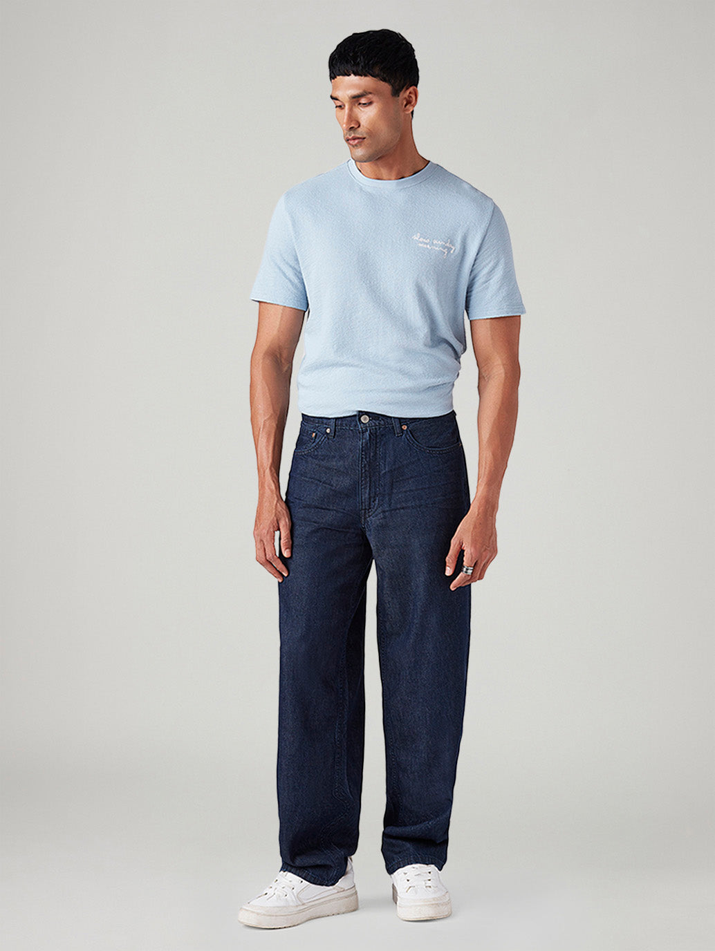 Men's 578 Dark Blue Baggy Fit Mid Rise Jeans - Front View
