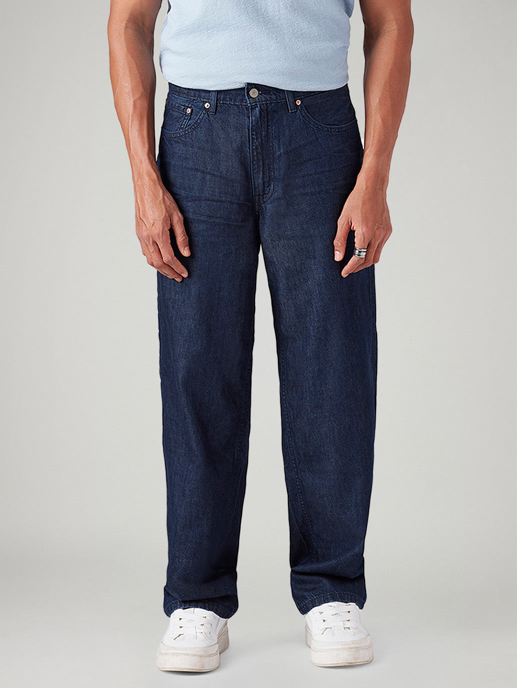 Men's 578 Dark Blue Baggy Fit Mid Rise Jeans - Front View