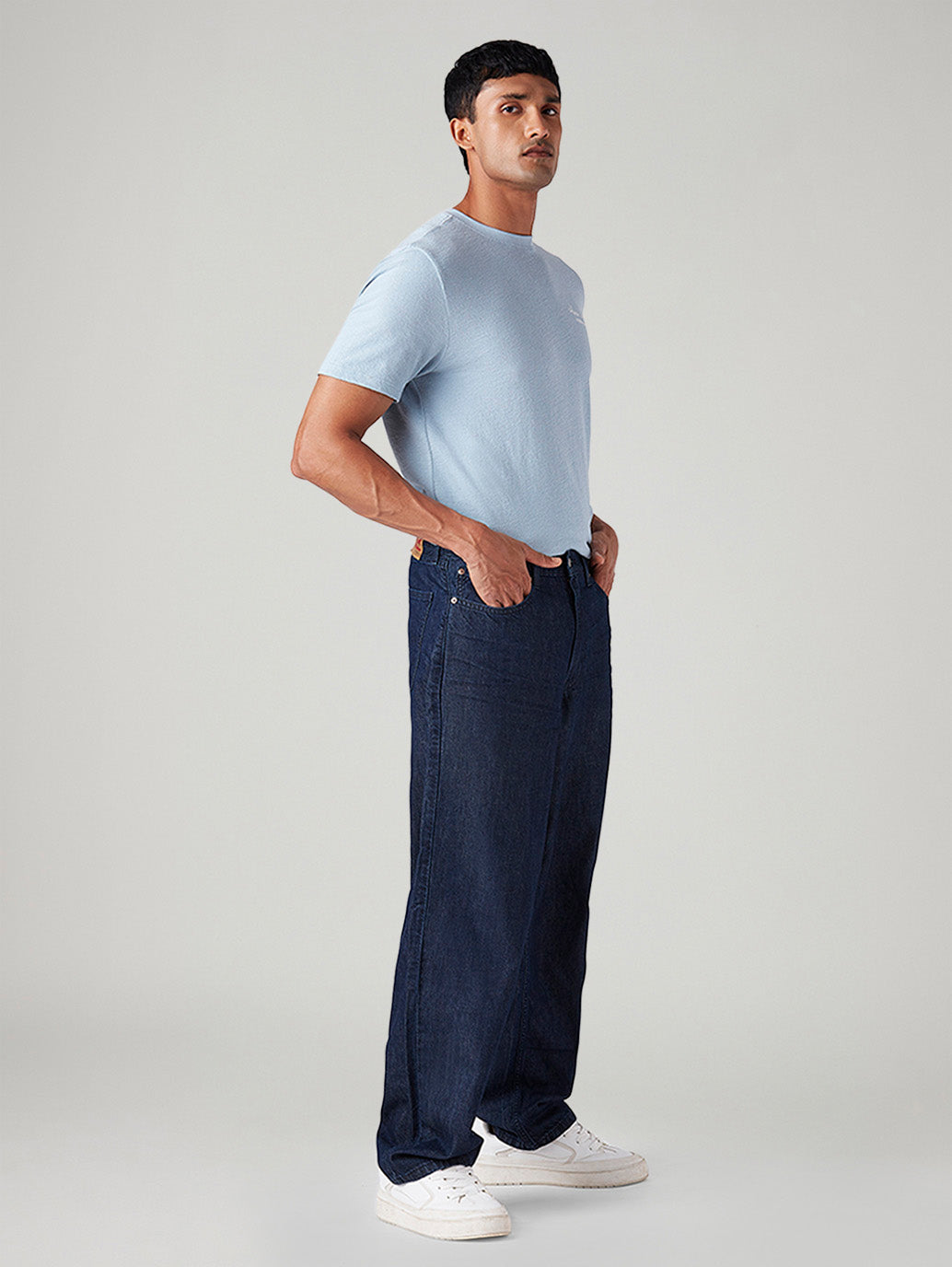 Men's 578 Dark Blue Baggy Fit Mid Rise Jeans - Side View