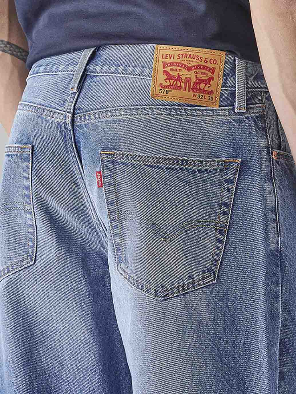 Men's 578 Indigo Baggy Fit Mid Rise Jeans - Detail View