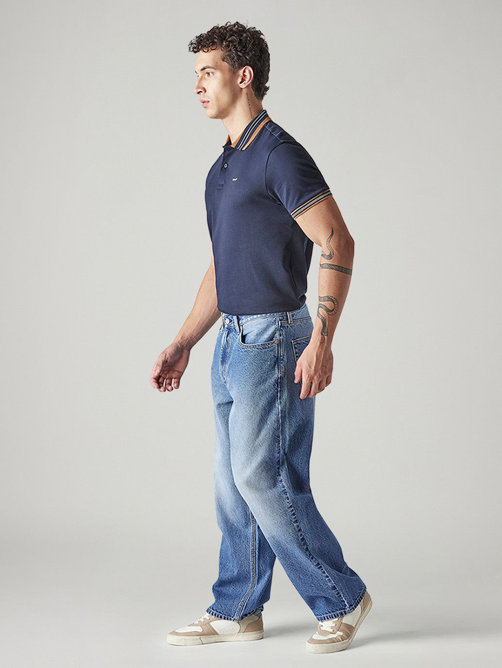 Men's 578 Indigo Baggy Fit Mid Rise Jeans - Side View