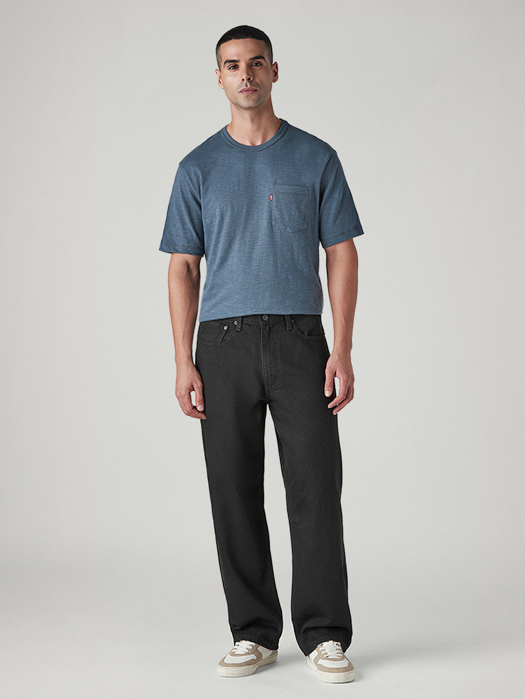 Men's 578 Black Baggy Fit Mid Rise Jeans - Front View